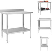 vidaXL Table de travail en acier inoxydable - 100x60x93 cm - Avec protection anti-éclaboussures - Pieds réglables - Dessus de cuisine