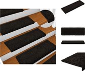 vidaXL Trapmatten - 15 stuks - Zwart - 65 x 21 x 4 cm - Genaaldvilte stof - Trapmat
