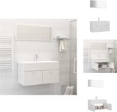 vidaXL Badkamermeubelset - Hoogglans wit - 90 x 38.5 x 46 cm - Keramieken wastafel - Inclusief spiegel - Badkamerkast