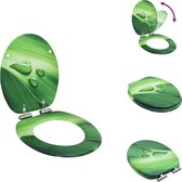 vidaXL Toiletbril - MDF - chroom-zinklegering - 42.5 x 35.8 cm - soft-close - verstelbare scharnieren - groen design - geschikt voor gangbare toiletpotten - Toiletbril