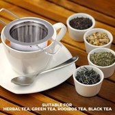 Passoire à thé, acier inoxydable 304, passoire à thé pour thé en vrac, avec couvercle et poignées pliantes, convient à la plupart des tasses à thé et bols à thé