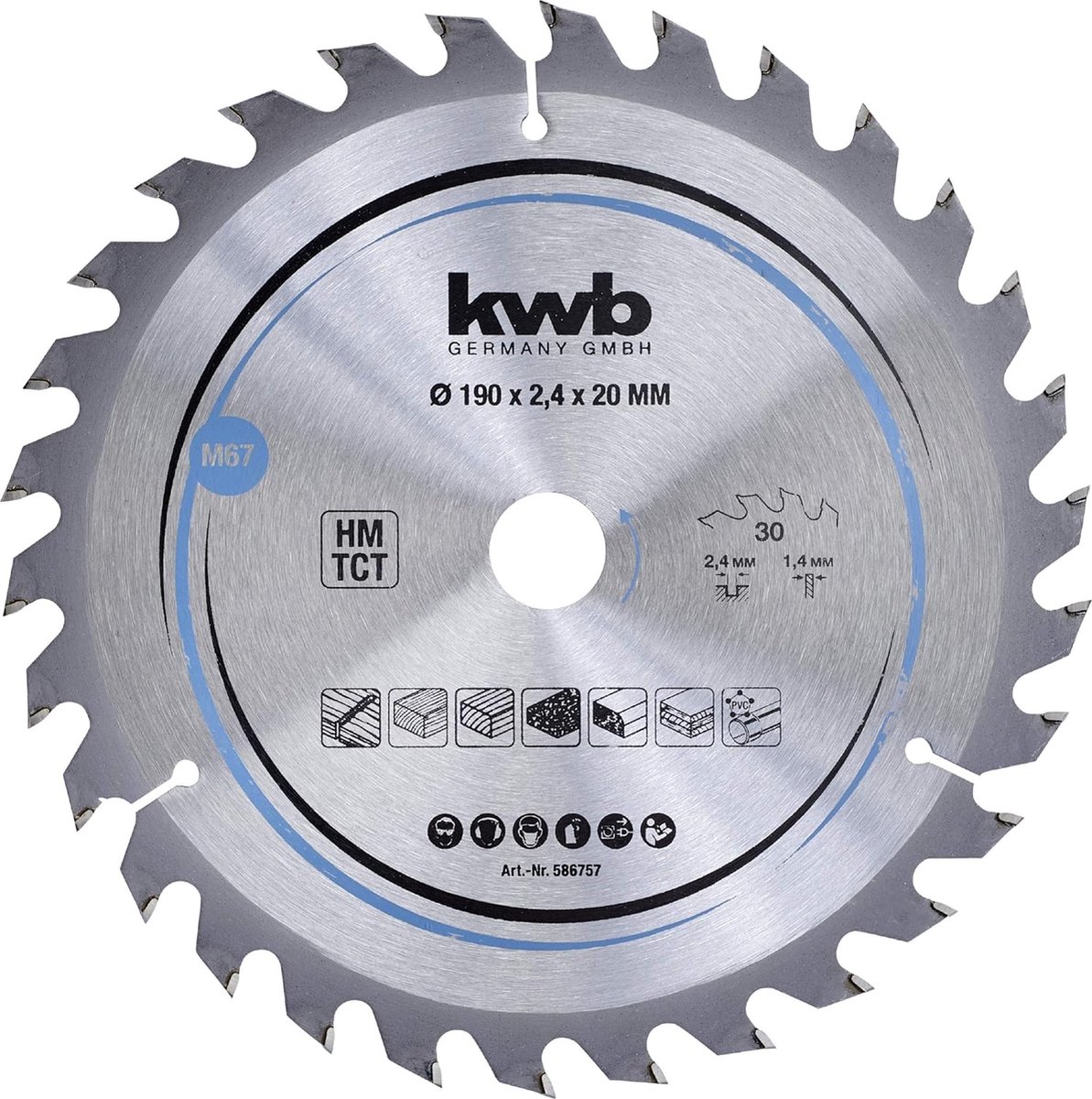 Saxton TCT19080T20B TCT Kreissägeblatt für Holz, 190 mm x 20
