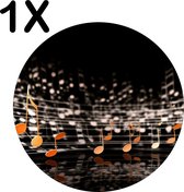 BWK Luxe Ronde Placemat - Vrolijke Muzieknoten op Zwarte Achtergrond - Set van 1 Placemats - 50x50 cm - 2 mm dik Vinyl - Anti Slip - Afneembaar