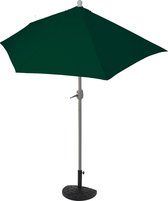 Parla halfronde parasol, balkonparasol, UV 50+ polyester/aluminium 3kg ~ 300cm groen met voet