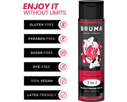 BRUMA - PREMIUM MASSAGE HOT OIL STRAWBERRY 3 IN 1 - 100 ML | EROTIC MASSAGE | INTENSE SEXUAL PERFORMANCE