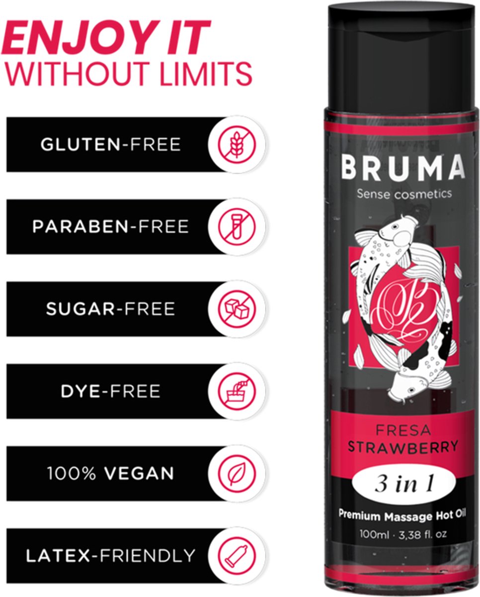 Goedkoopste BRUMA - PREMIUM MASSAGE HOT OIL STRAWBERRY 3 IN 1 - 100 ML | EROTIC MASSAGE | INTENSE SEXUAL PERFORMANCE