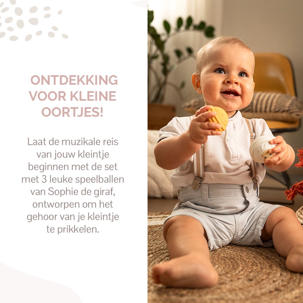 Sophie de giraf Muzikale Speelballen - 5-Senses Collectie - Speelgoedbal - Babyspeelgoed - 100% Natuurlijk rubber - OK-Biobased - Vanaf 3 maanden - Geel/Wit/Groen - 3 Stuks — afbeelding 4