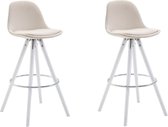 Clp Franklin Set van 2 barkrukken - Rond frame - Stof - Creme - Kleur onderstel Wit