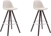 Clp Franklin Set van 2 barkrukken - Rond frame - Stof - Creme - Kleur onderstel Cappuccino