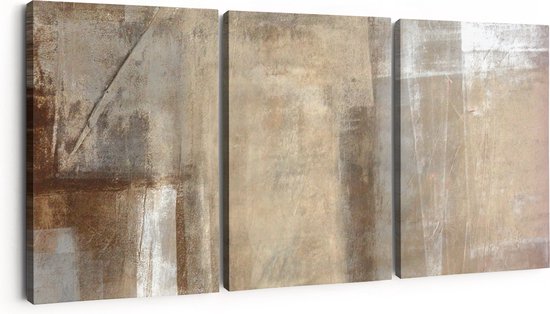 Artaza Peinture sur Toile Triptyque Art Abstrait Marron avec Beige - 90x40 - Photo sur Toile - Impression sur Toile