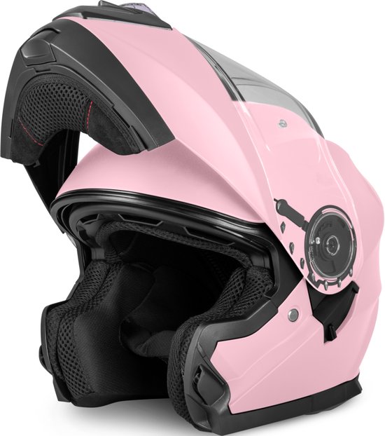 Vinz Santos System Casque Femme / Casque Moto Femme / Casque Scooter - Rose
