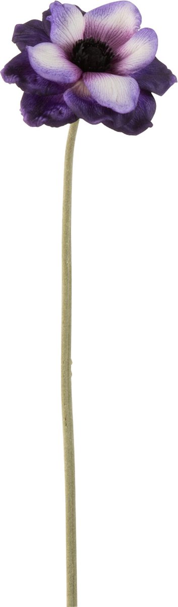 J-Line bloem Anemoon - kunststof - paars/wit - 24 stuks