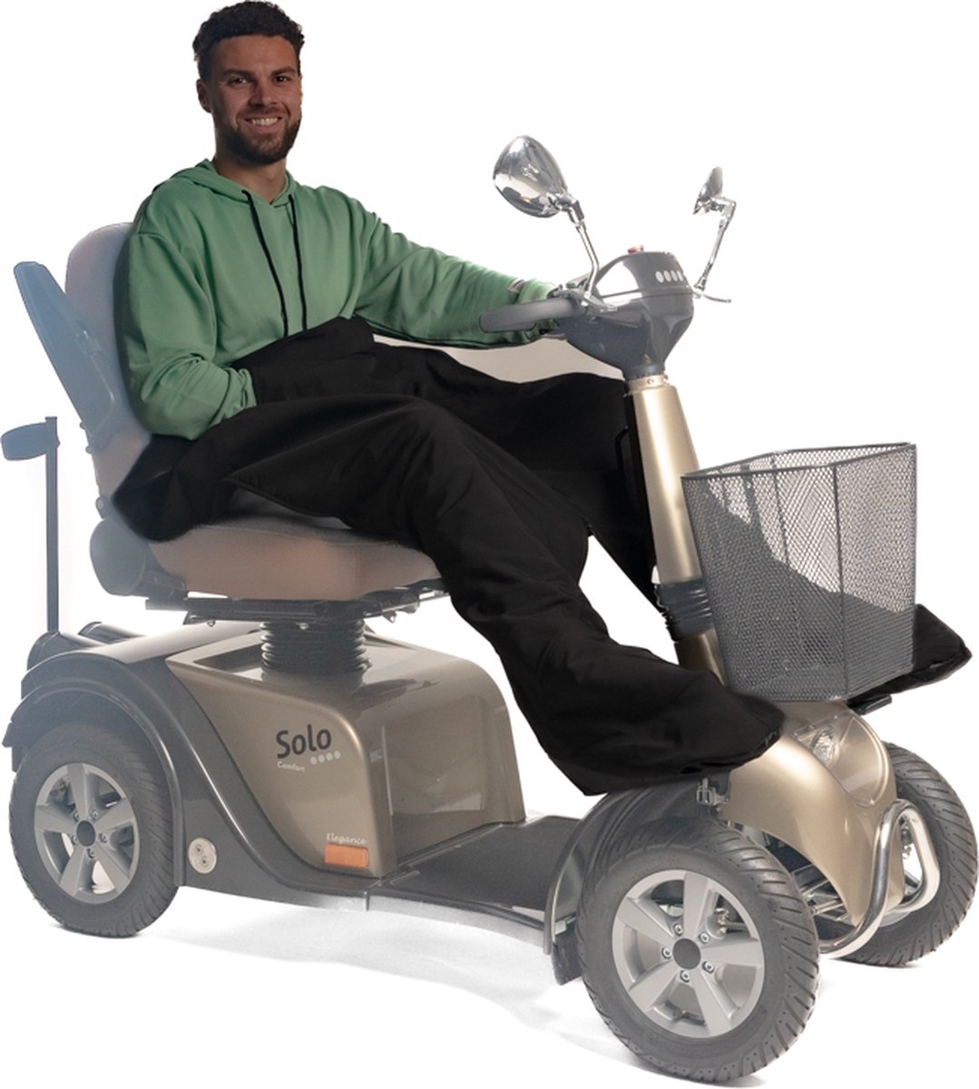 Goedkoopste Belieff Scootmobiel Deken - Beenkleed Scootmobiel - Voetenzak - Scootmobielaccessoires - Wind- en Waterdicht - Fleece - Dubbele Voetenzak - Zwart - Large