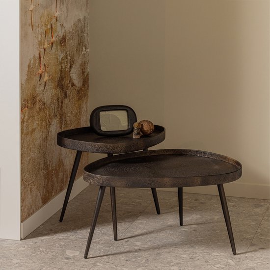 BePureHome Tables d'appoint Brut - Zinc - Bronze Antique - 39x71x52