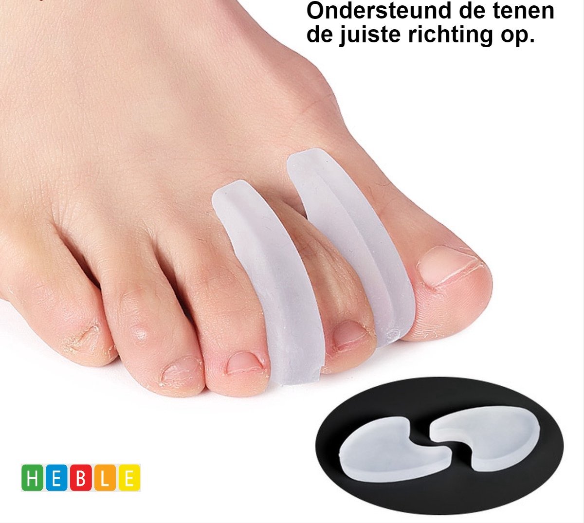 Goedkoopste 2x Siliconen Teencorrector - Teenspreiders - Gel - Hallux Valgus - Teen Recht Maken -Toe Straightener - 2 Stuks - van Heble®
