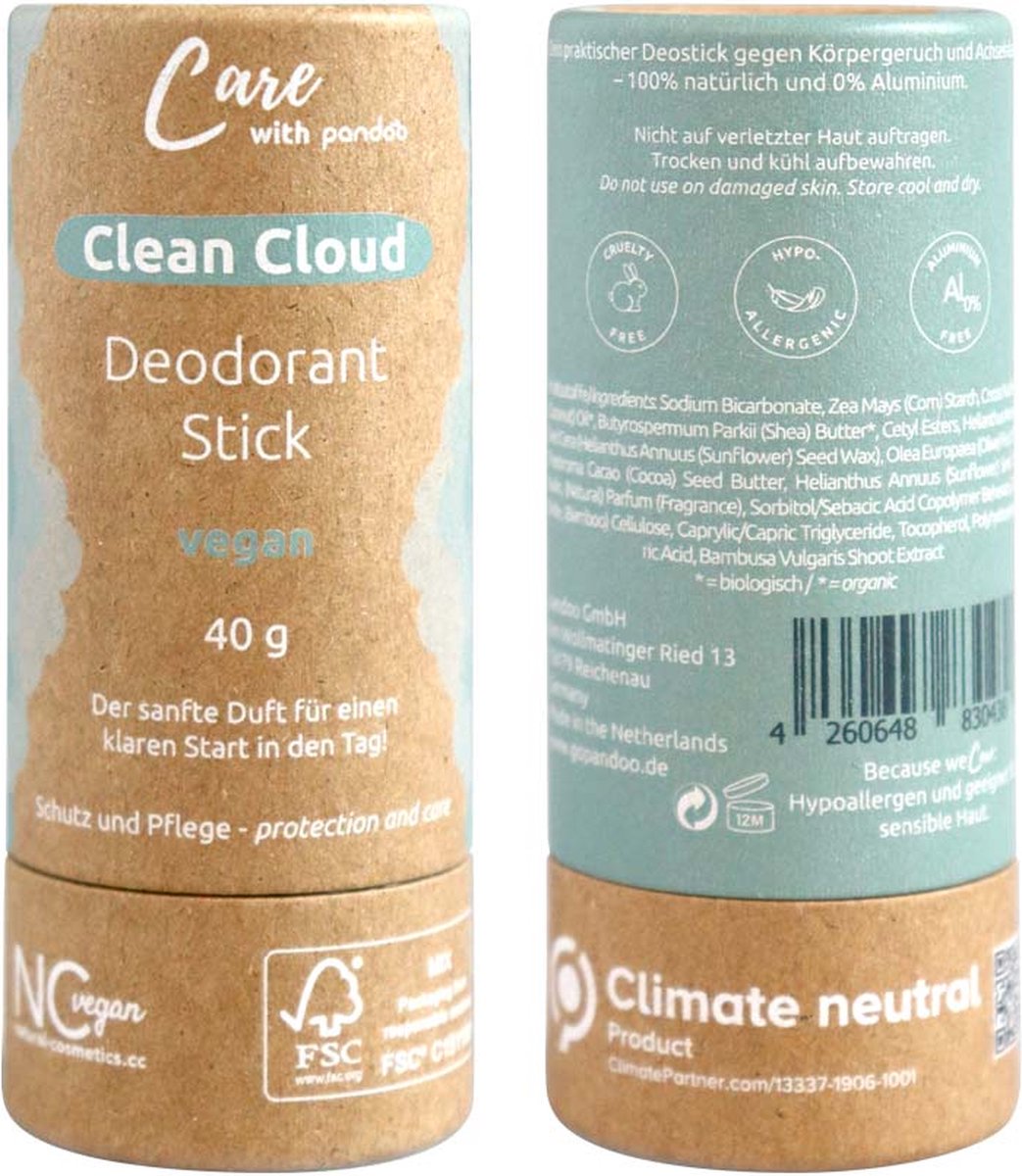 Deodorant Stick - Clean Cloud - 2 Stuks