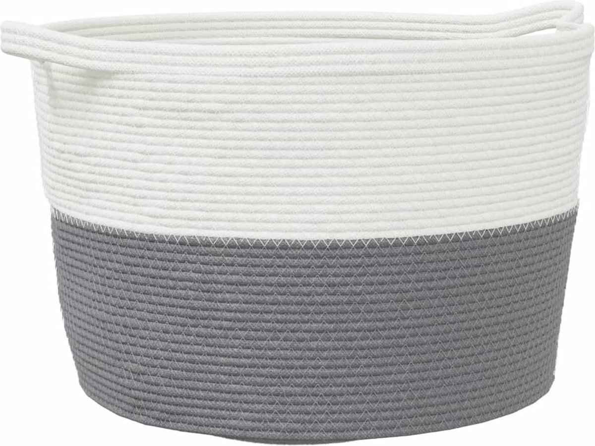 vidaXL - Wasmand - Ø - 60x36 - cm - katoen - grijs - en - wit