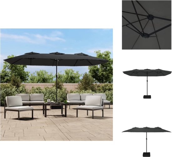 Parasol double toit LED Anthracite 449 x 245 cm - Parasol Plein air avec LED - Parasol de terrasse - Outils de jardin de vidaXL