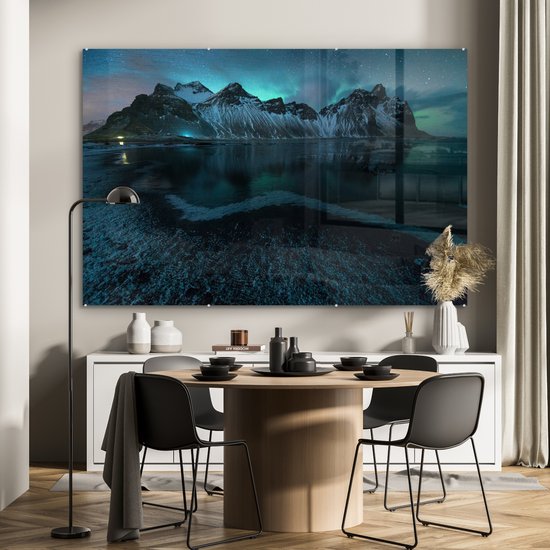 MuchoWow® Peinture sur verre - Aurores boréales avec aurores polaires - 150x100 cm - Peintures sur verre acrylique - Photo sur Glas