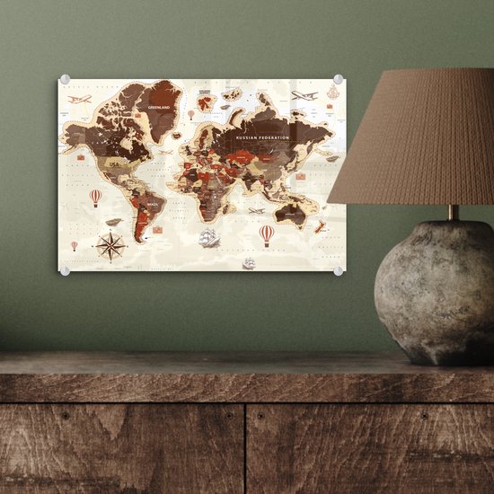 Vintage du monde vintage sur fond clair Plexiglas 30x20 cm - petit - Tirage photo sur Glas (décoration murale plexiglas)