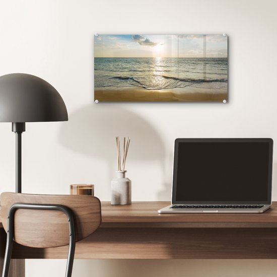 MuchoWow® Peinture sur verre - Mer - Été - Plage - 40x20 cm - Peintures sur verre acrylique - Photo sur Glas