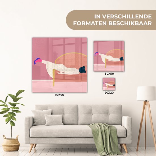 MuchoWow® Peinture sur verre 50x50 cm - Peinture sur verre acrylique - Vintage - Femmes - Pastel - Photo sur verre - Peintures