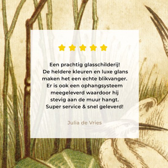 MuchoWow® Peinture sur verre - Oiseaux antiques imprimés oiseaux élégants - 120x160 cm - Peintures sur verre acrylique - Photo sur Glas