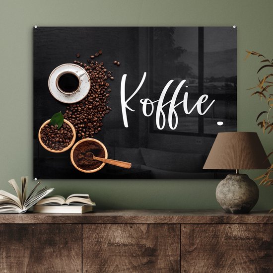 MuchoWow® Peinture sur verre 80x60 cm - Peinture sur verre acrylique - Dictons - Café - Citations - Photo sur verre - Peintures