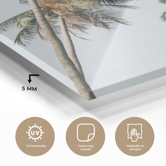 MuchoWow® Peinture sur verre 120x160 cm - Peinture sur verre acrylique - Palmiers - Été - Tropical - Photo sur verre - Peintures