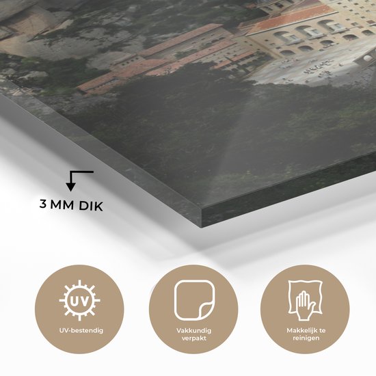 Monastère de Montserrat entre les montagnes Glas 20x30 cm - petit - Tirage photo sur Glas (décoration murale en plexiglas)