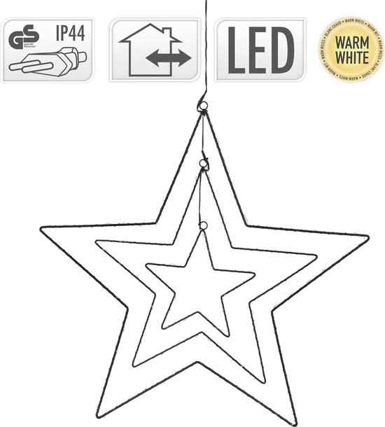 Étoile de Noël avec 160 LED blanc chaud 20/41/60 cm métal noir