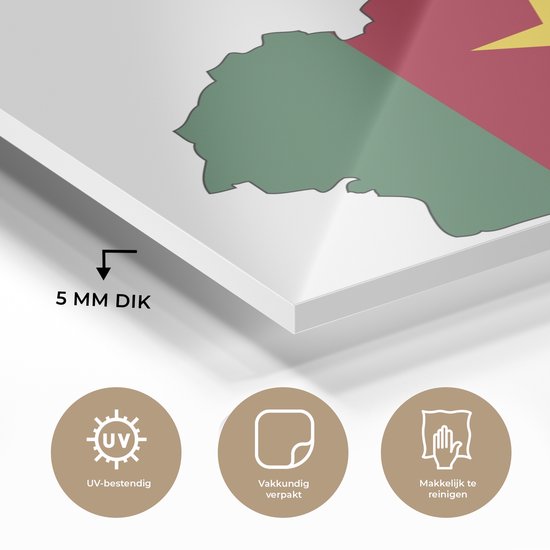 Peinture sur Verre - Dessin de la Carte du Cameroun - 90x90 cm - Peintures sur Verre Peintures - Photo sur Glas