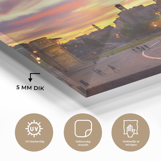 Le Colisée de Rome au coucher du soleil Plexiglas 120x80 cm - Tirage photo sur Glas (décoration murale en plexiglas)