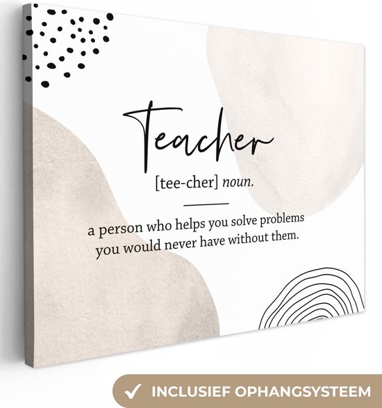 Canvas - Canvas quote - Docent - School - Humor - Spot - Woordenboek - Spreuken - Decoratie - Muurdecoratie - 40x30 cm