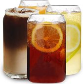 500 ml set van 4 longdrinkglazen, cocktailglazen, drinkglazen in blikvorm, dikke coca-colaglazen, blikvormig glas voor ijskoffie, milkshakes, bier, smoothies