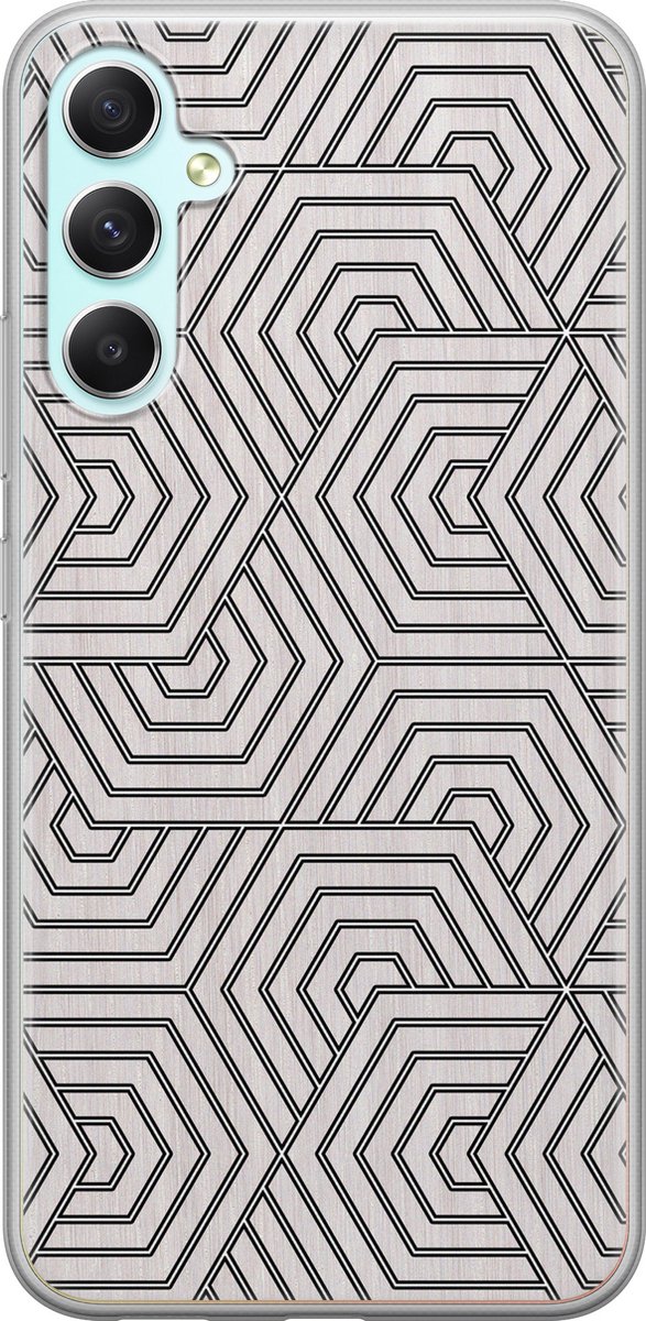 Leuke Telefoonhoesjes - Hoesje geschikt voor Samsung Galaxy A34 - Geometrisch - Soft case - TPU - Print / Illustratie - Grijs