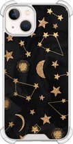 Casimoda® hoesje - Geschikt voor iPhone 13 - Counting The Stars - Shockproof case - Extra sterk - Siliconen/TPU - Zwart, Transparant