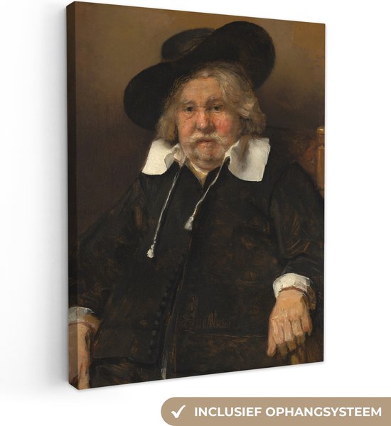 Portrait d'un vieil homme - Peinture de Rembrandt van Rijn Toile 60x80 cm - Tirage photo sur toile (Décoration murale salon / chambre)