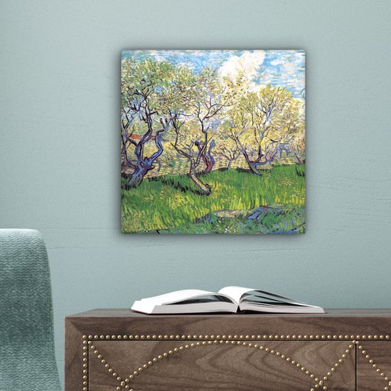 Tableau sur toile Verger avec pruniers en fleurs - Vincent van Gogh - 20x20 cm - Décoration murale