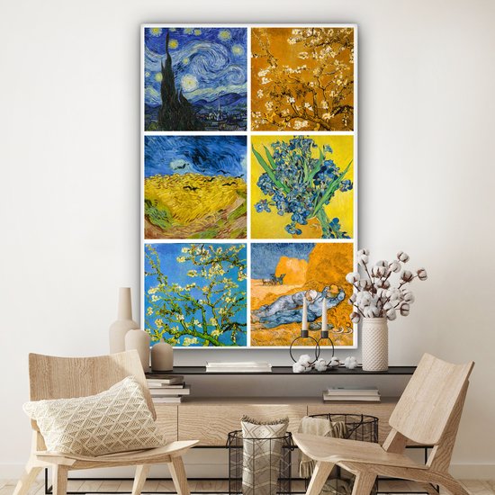 Oude Meesters Canvas - 120x180 - Canvas Schilderij - Van Gogh - Collage - Sterrennacht