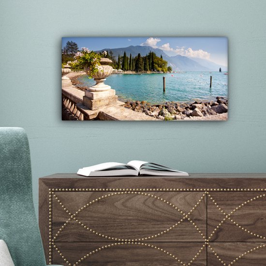Tableau sur Toile Lac de Garde - Côte - Water - 40x20 cm - Décoration murale