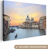 Canvas Schilderij Italie - Zonsondergang - Venetië - 120x80 cm - Wanddecoratie