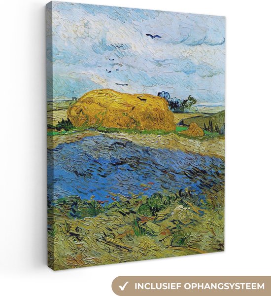 Peintures sur toile - Bottes de foin sous un ciel pluvieux - Vincent van Gogh - 60x80 cm - Décoration murale