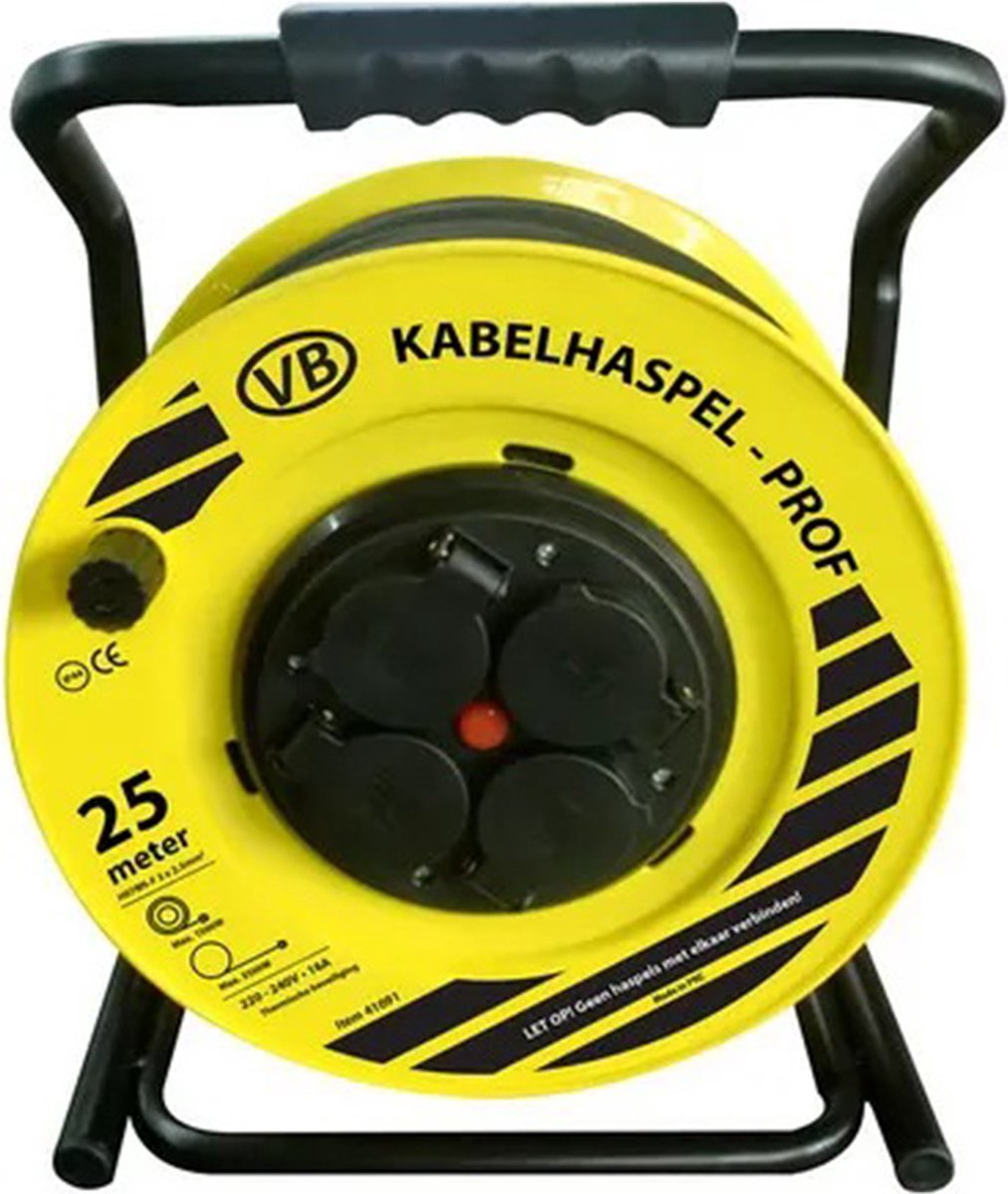 VB PROF Haspel 25 meter - 3x1,5mm² H07RN-F - Geel