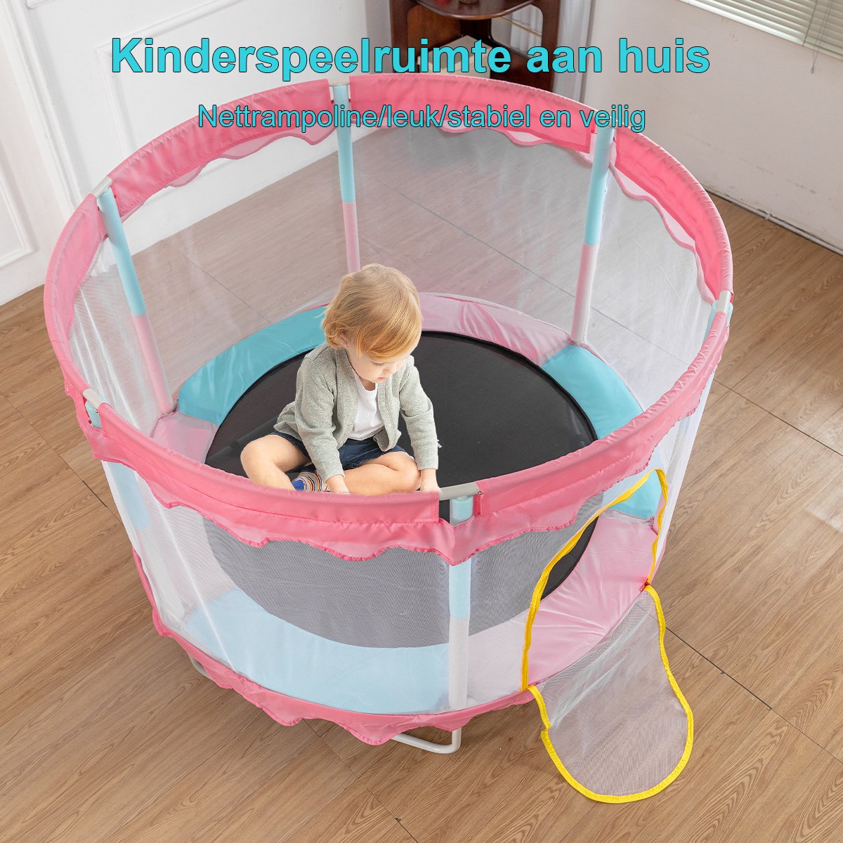FOXSPORT Kinder Trampoline - Trampoline met Elastieken - Outdoor - Buitenspeelgoed - Trampoline met veiligheidsnet - 110 cm Veiligheidsnet - 150 cm - Roze — afbeelding 2