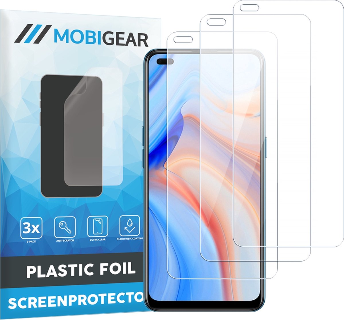 Mobigear Screenprotector geschikt voor OPPO Reno 4 5G | Mobigear Screenprotector Folie - Case Friendly (3-Pack)