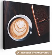 Canvas Schilderij Koffie - Kaneel - Bruin - 80x60 cm - Wanddecoratie