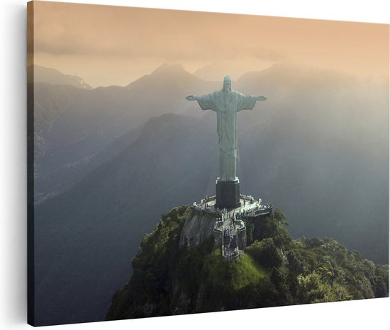 Artaza Canvas Schilderij Christus de Verlosser in Rio de Janeiro - Foto Op Canvas - Canvas Print