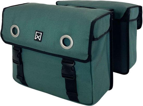 Willex Dubbele Fietstas - Canvas - Reflectie - 40 liter - Universele Bevestiging - Groen van Willex — afbeelding 5