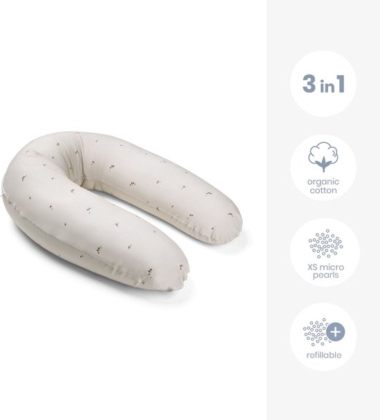 Doomoo Buddy - Voedingskussen - Zwangerschapskussen - Zijslaapkussen met superfijne en extra stille microkorrels - Bio katoen - 180cm - Mushrooms van Doomoo — afbeelding 2